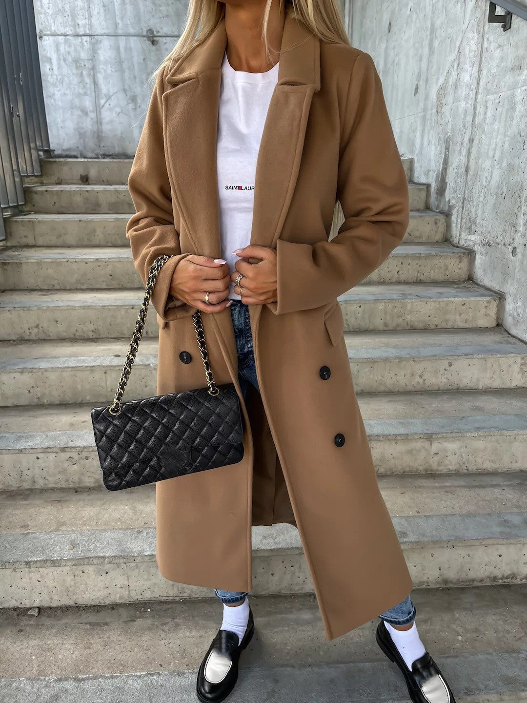 Manteau long élégant en laine – Automne
