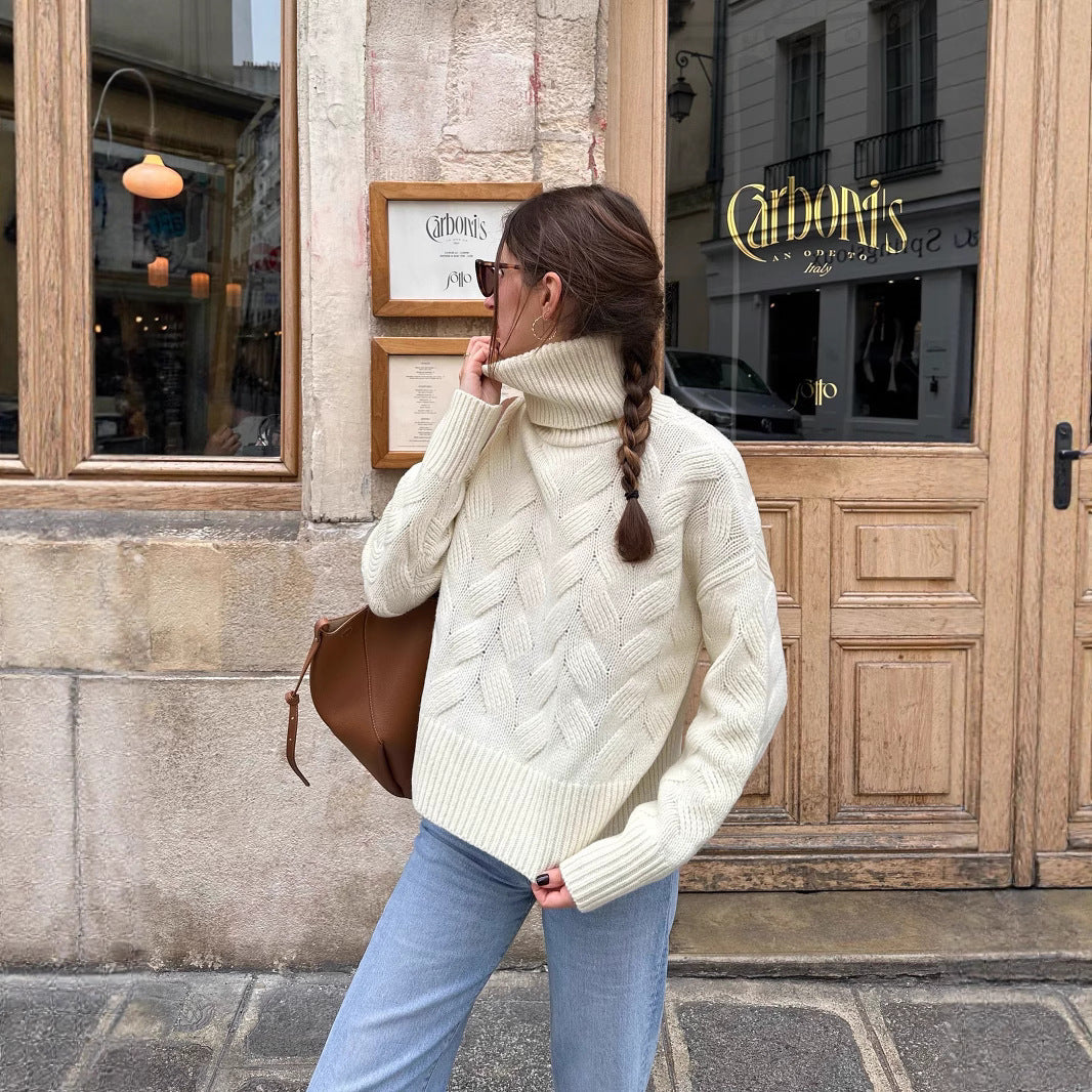 Pull col roulé tricoté femme