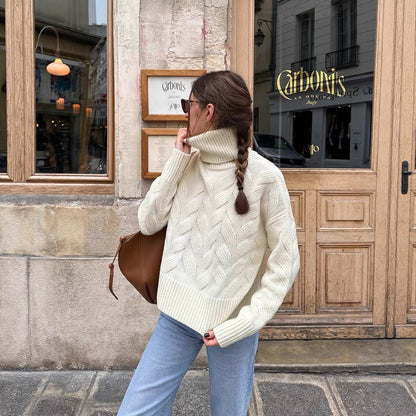 Pull col roulé tricoté femme