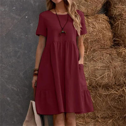 Robe coton-lin – Col rond