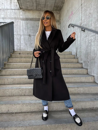 Manteau long élégant en laine – Automne