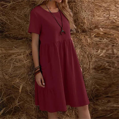 Robe coton-lin – Col rond