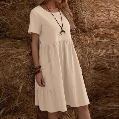 Robe coton-lin – Col rond